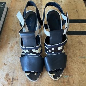 Rachel Roy - Black Leather / Snakeskin Heels - sz 10